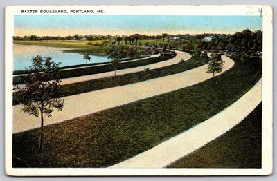 Baxter Boulevard Portland, ME Tichnor Quality Views Postcard c1910s AA308