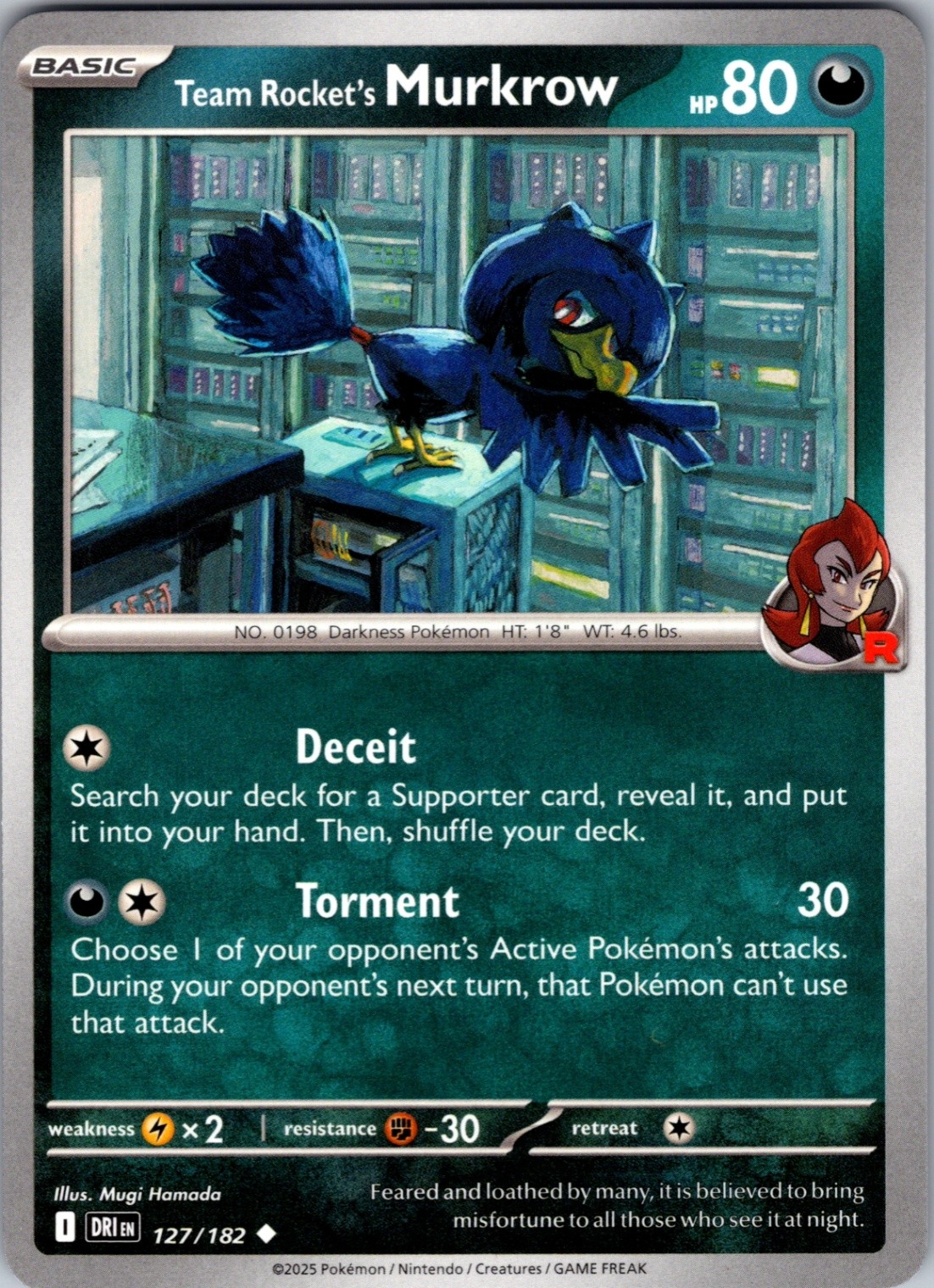 Team Rocket's Murkrow 127/182 Uncommon Regular SV10: Destined Rivals NM