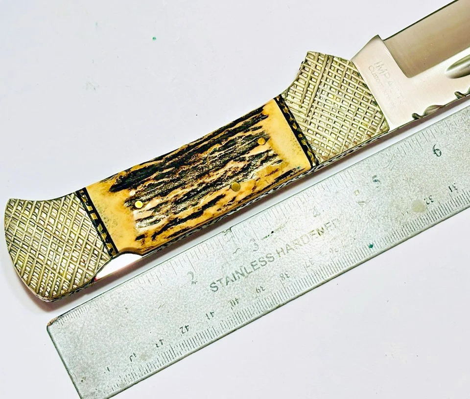 Impact Cutlery Custom Folding Single Bladed Knife 9.5" Long Blade Rare Knives - Image 4 of 4