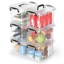 Plastic Storage Containers with Lids - 6 Pack 6 Quart Clear Storage Bins with...
