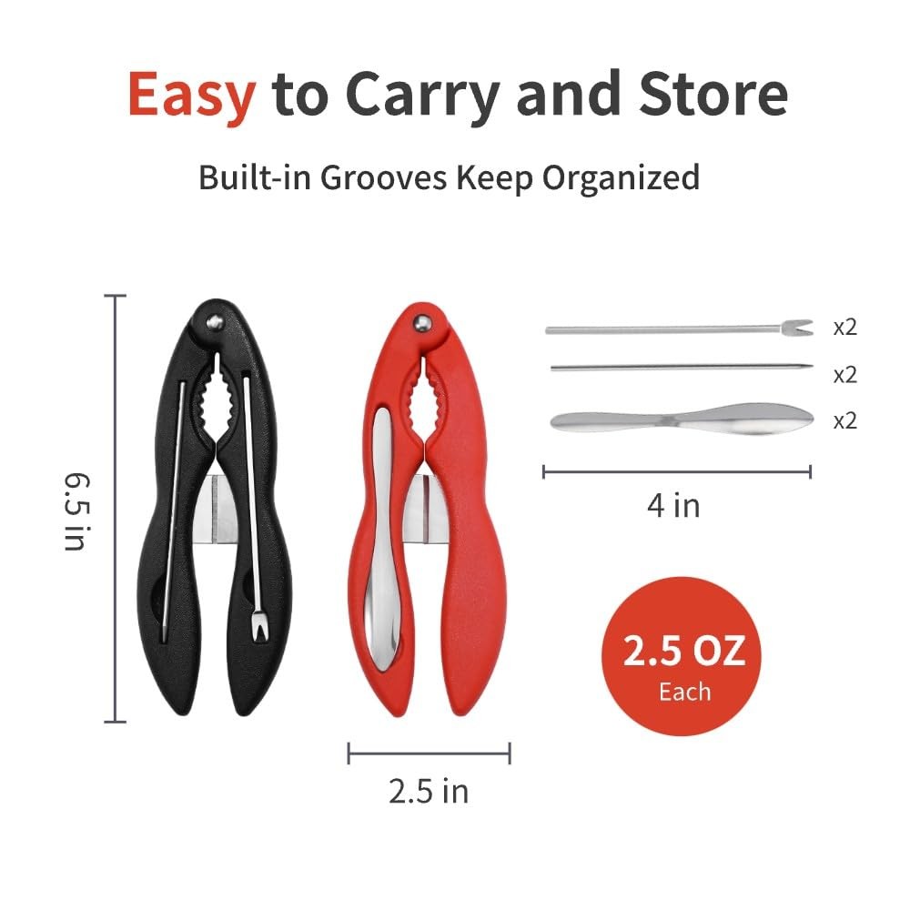 Crab Crackers & Tools Set - Multifunctional Stainless Steel Crab Leg Cracker, Fork, Pick & Spoon For Lobster & Seafood - View #3