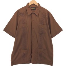 Used GUAYABERA short-sleeved open-collar Mexican/Cuban box shirt men's size XL