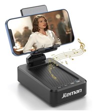 Cell Phone Stand with Wireless Bluetooth Speaker and Anti-Slip Base HD Black