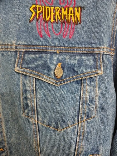 Y2K Spiderman Denim Jacket Vintage 2002 Size XL Marvel Comics image 3