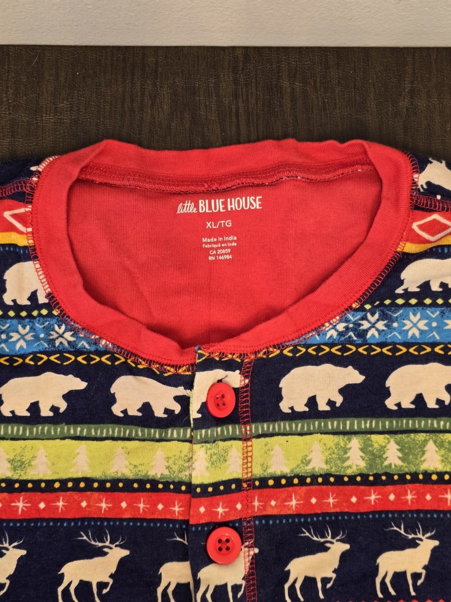 LITTLE BLUE HOUSE Adult XL Navy Cotton Holiday One Piece w/Fanny Flap PAJAMAS  View 4