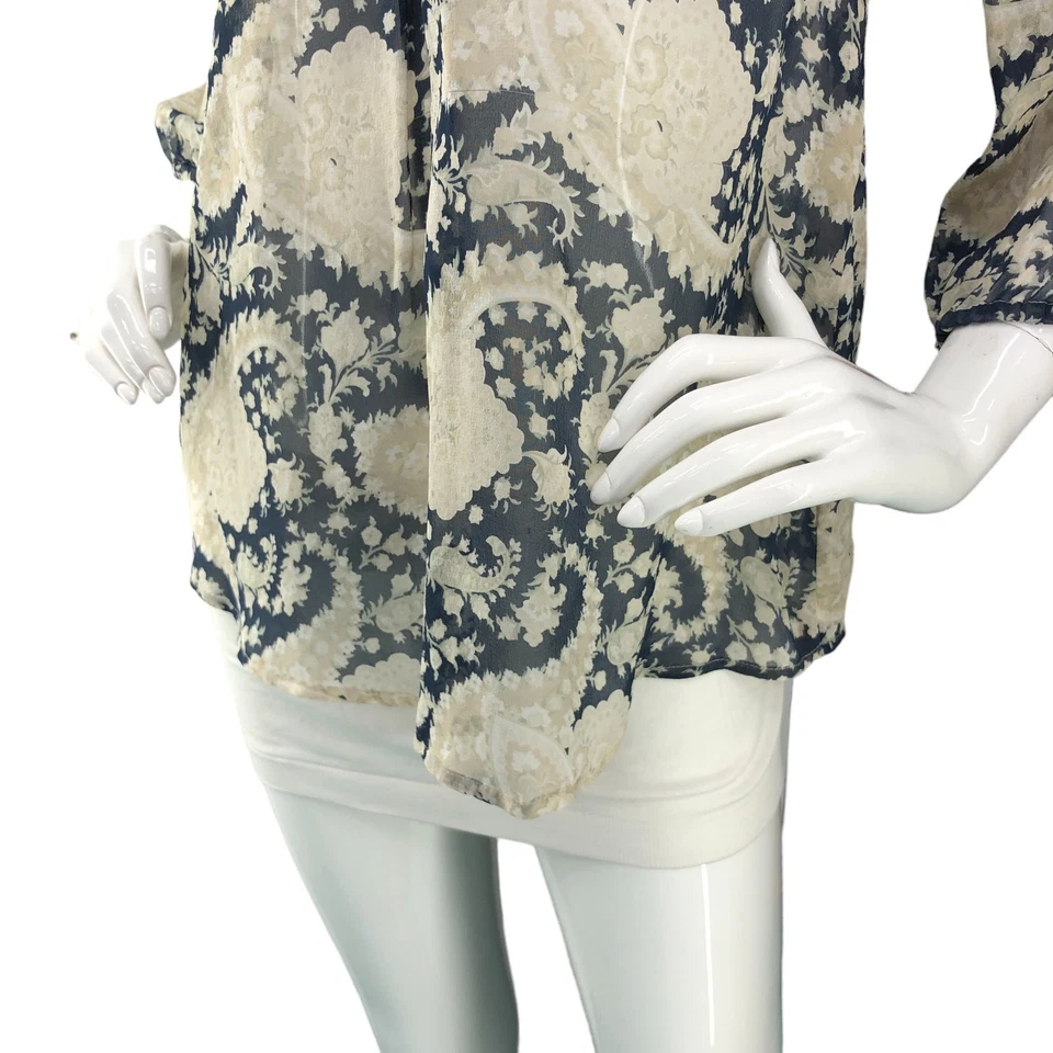 Женская блузка Joie размер XS Addie эдвардианский гобелен с принтом шелк пейсли полночь - Изображение 3 из 4