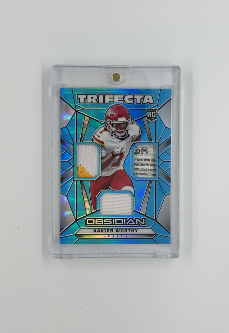 Xavier Worthy Panini Obsidian Trifecta Swatches #TSXWY Blue