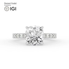 Cushion Diamond Engagement Ring 18k White Gold Labgrown 6.40 Ct Solitaire