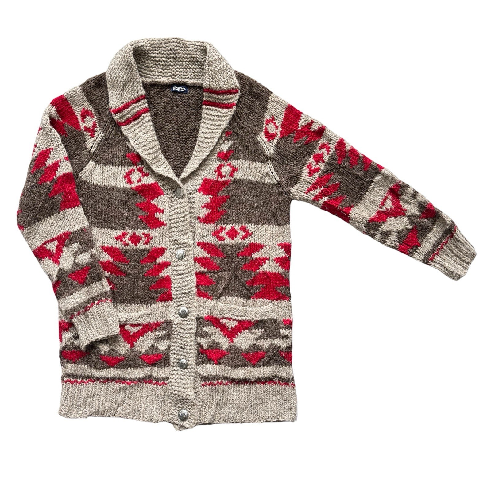Womens Vintage Patterned Buttoned Cardigan 90s Retro Indie Boho 10 image 2