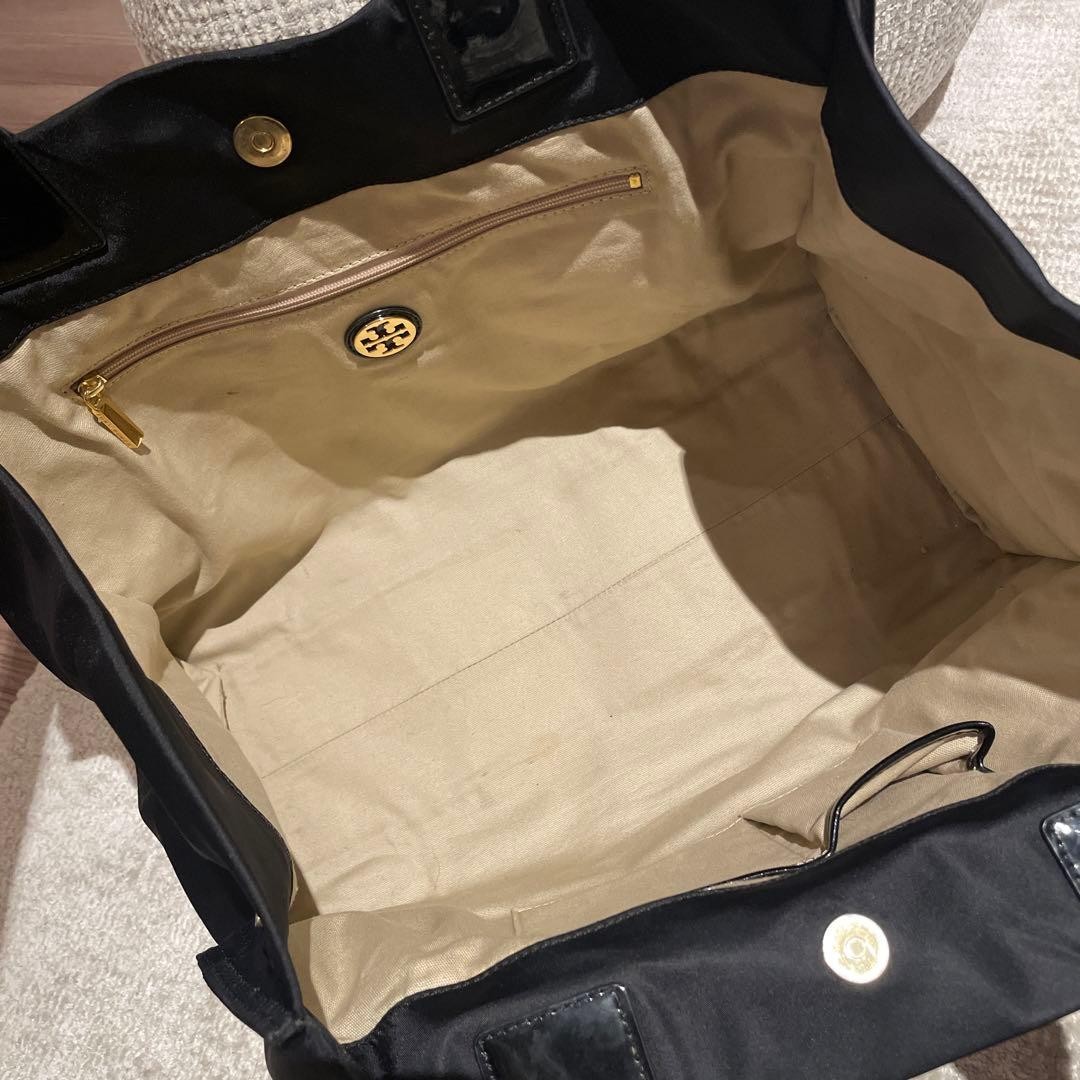 Tory Burch Ella Tote Bag Handbag Nylon Leather Black Women's From Japan thumbnail 15