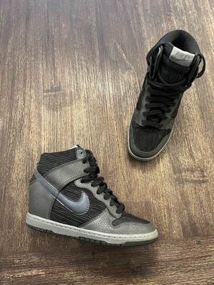 Nike Dunk Sky High Black Metallic Hematite Women's Size 6 Black Grey
