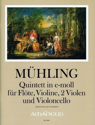 Quintett e-Moll Partitur und Stimmen Flöte, Violine, 2 Violen und Cello Muehling fo