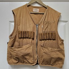 VTG SafTback Hunting Vest Mens L Tan Brown Game Bird Pouch Pockets USA Made