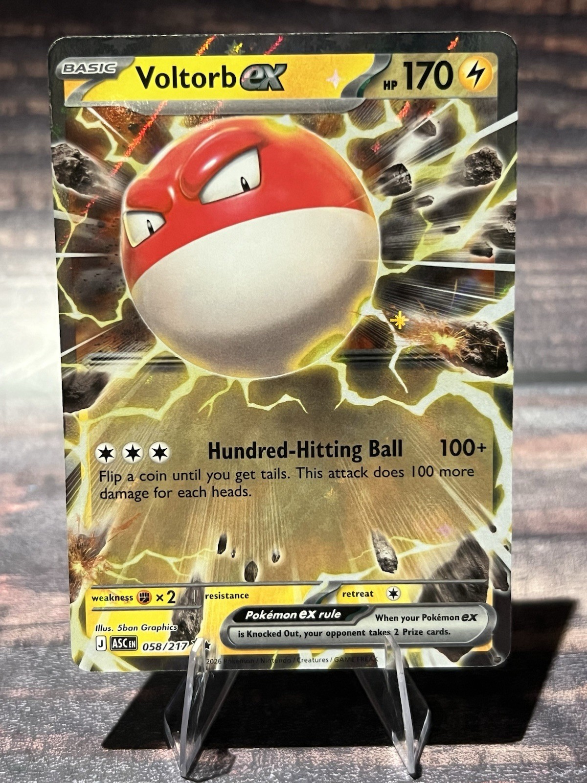 Voltorb ex 058/217 Double Rare Holo Ascended Heroes Pokemon TCG NM