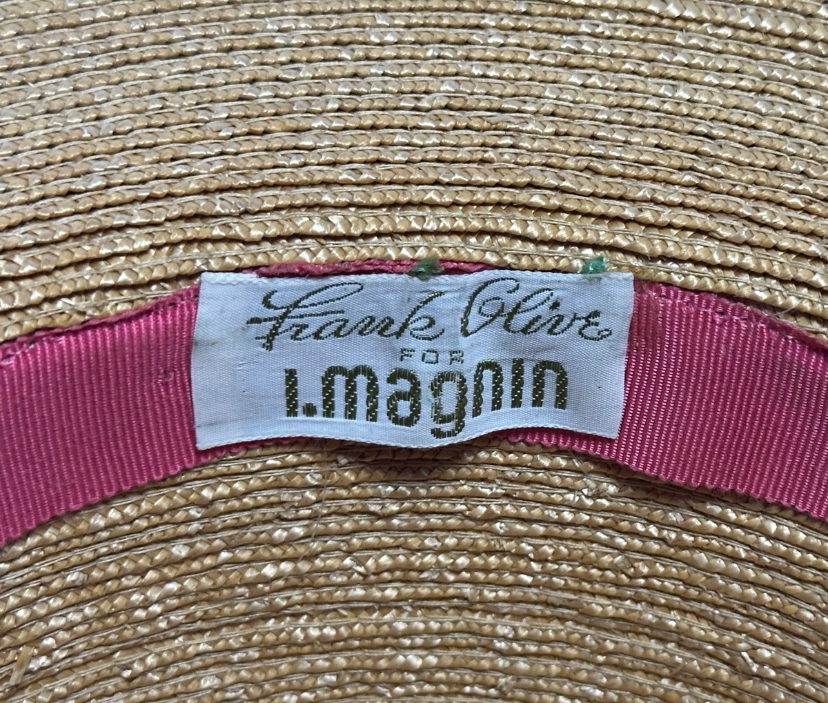 VINTAGE Frank Olive for I.Magnin Women\'s Natural Gold Wide Brim Straw Sun Hat Vintage Wide Brim Straw Hat Frank Olive Private Collection  main image 2