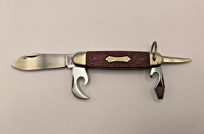 Vintage CAMCO Ireland Camper s Knife 4 Tool Pocket Knife Brown Jigged Handle
