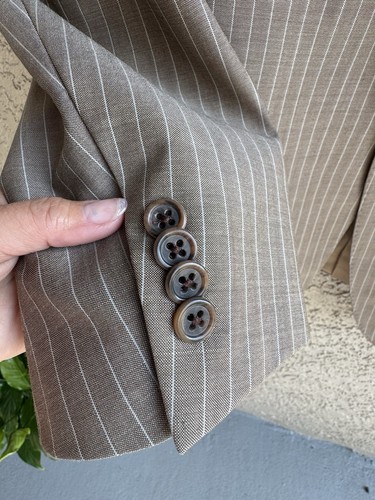 Peter Millar Men's 44R Latte White Striped 100% Wool Blazer Sport Coat - Picture 3 of 11