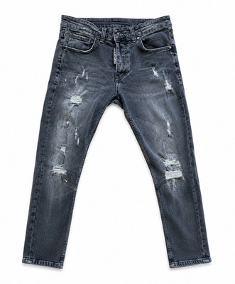 Icon2 Herren Jeans Grau Denim Skinny Distressed Gr. S Schrittlänge 28in 5-Pocket