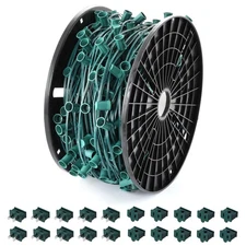 500 FT C9 Light Socket Set Spool, Christmas Stringer Bulk Reel 12" Spacing, C...