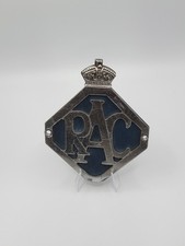 Vintage Royal Automobile Club Rac Grille Badge Featuring A Blue Enamel