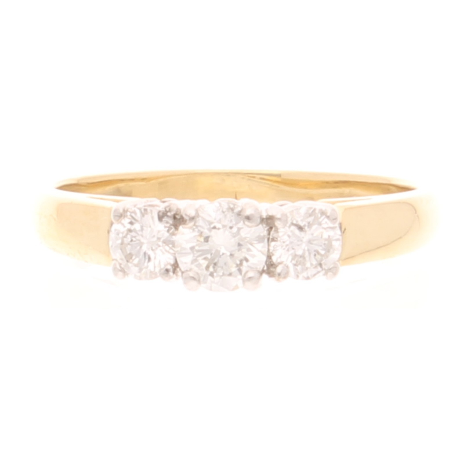 18Carat Yellow Gold 0.33ct Diamond Three-Stone Ring (Size J) 10x4mm