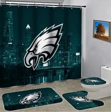 Philadelphia City Eagle Bathroom Shower Curtain Non-Slip Rug, Lid Bath Mat