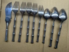 Towle 9 Pcs Flatware Supreme Cutlery Bamboo Stainless Fork Spoon 18/8 Japan Lot