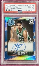 Jayson Tatum 2017-18 Donruss Optic Holo Auto RC PSA 10 Rated Rookie Celtics Card