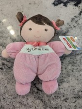 NWT Fisher Price SnugaMonkey pink girl baby My Little doll lovey brown hair 8x6"