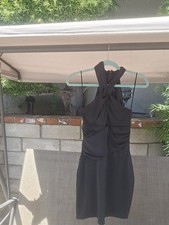 GUESS Black Halter Dress – Knot Front • Ruched Waist • Women’s Size S