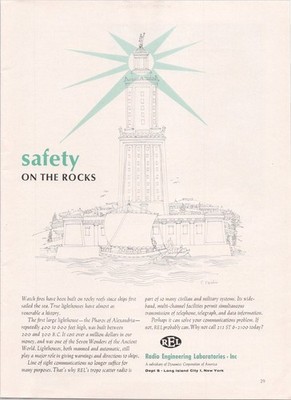 REL Radio Engineering Laboratories Vintage 1963 Magazine Ad Pharos Lighthouse