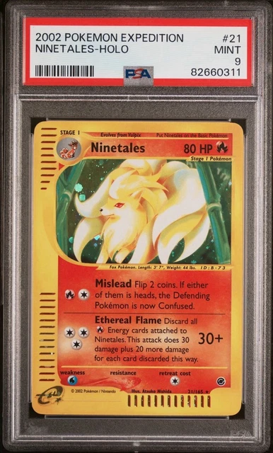 2002 Pokemon Expedition # 21 Ninetales Holo PSA 9 Card MINT Rare! Free Ship!