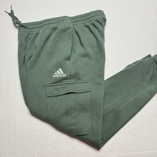 Adidas Essentials Tapered Leg Fleece Cargo Jogger Pants Green Oxide White Size:L