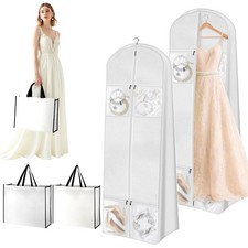 4 Pack Portable 70" Wedding Dress Garment Bag with Bride Tote Bag 8'' Gussete...