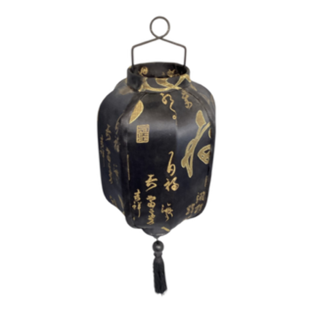 9177 - Set of 2 Black Tassel Candle Lantern |BH-C|