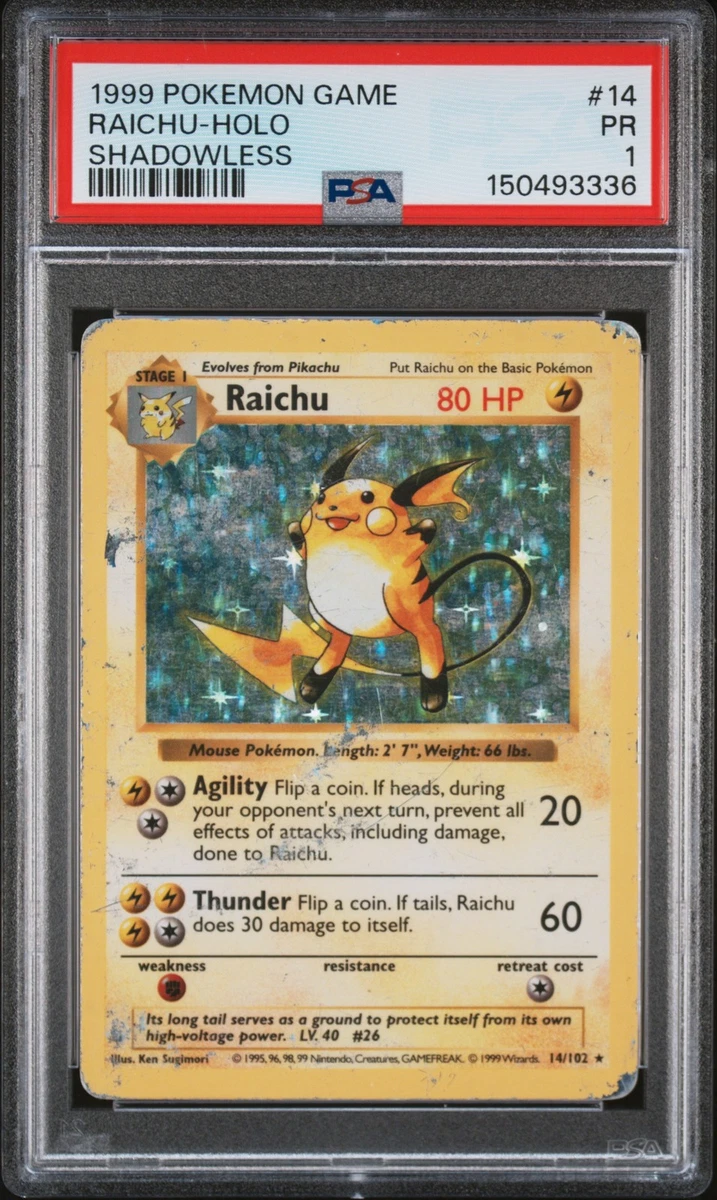 Raichu Pokémon TCG Shadowless Individual Collectible Card Game