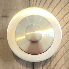 Bathroom Sink Drain Stopper, Round Metal/Plastic Silver/White 1 5/8in x 3 1/4in