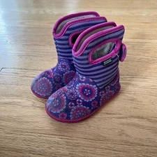 Baby Bogs Purple Pansy Waterproof Winter Boots Infant/Toddler Size 8