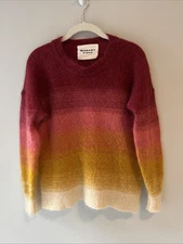 Isabel Marant Etoile Drussell Pink Yellow Ombré Mohair Merino Wool Sweater 40