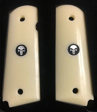 1911 Fits Colt & Clones Grips Faux Ivory Punisher Fits ALL Gov. models Best A+++