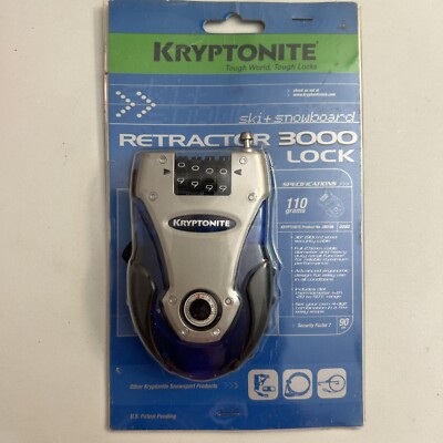 New Kryptonite Retractor Retractable 3000 Snowboard Ski Bike Combination Lock