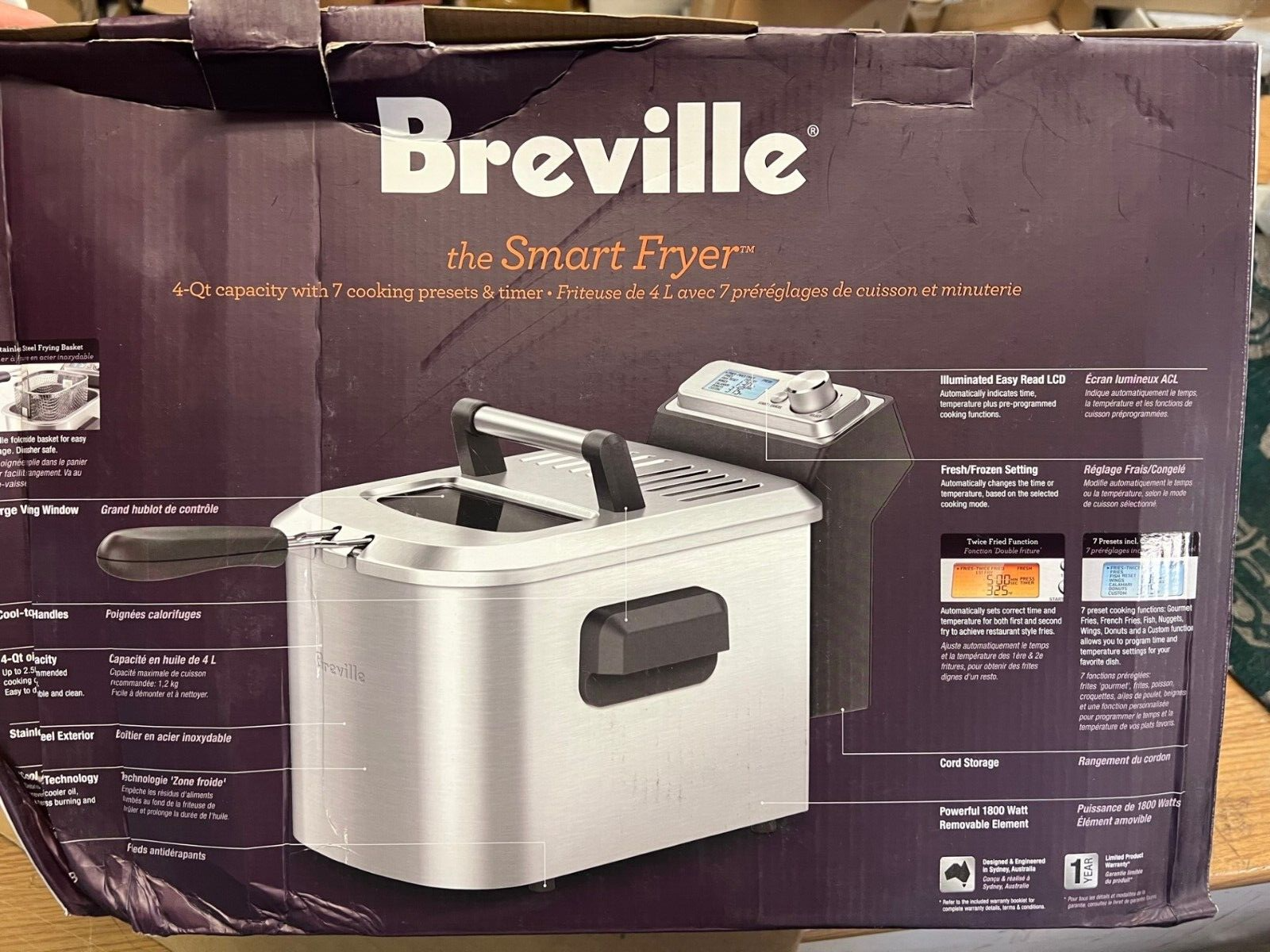 Breville - the Smart Fryer 4-Quart Deep Fryer - Silver BDF500XL