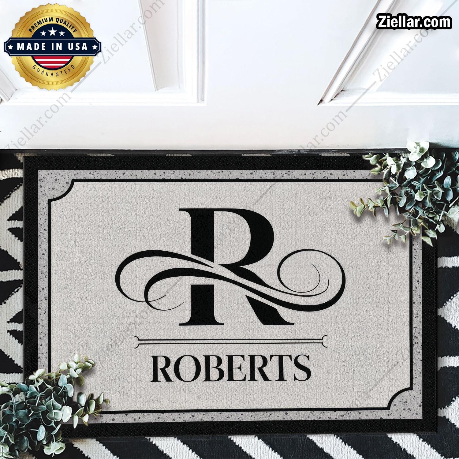 Monogrammed Family Name Doormat - Personalized Welcome Mat for Home Decor