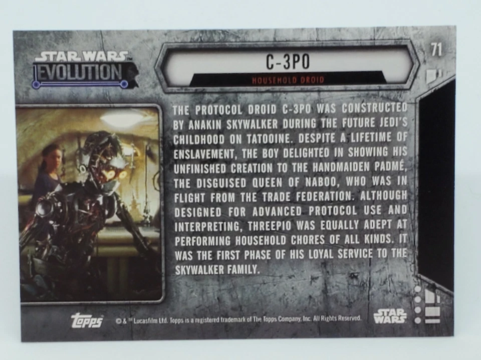 C-3PO 2016 Star Wars Evolution Purple Foil #71 - Image 2 of 2