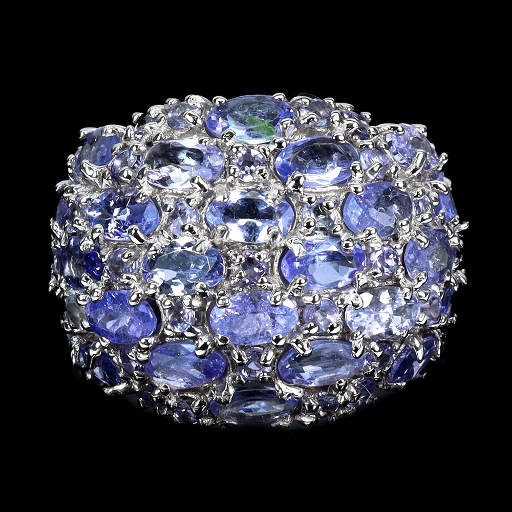 Anello In Argento 925 Con Tanzanite Naturale 18.5 Carati - Fatto A Mano, India