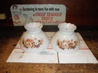 2 Vintage 8 Inch Milk Glass  Hurricane oil Lamp Shade flowers