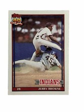 Excellent: Vintage 1991 topps Jerry Browne Cleveland Indians Trading Card