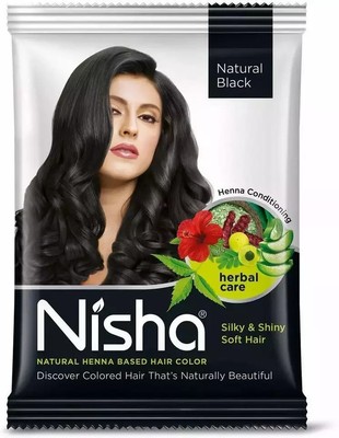 Nisha Natural Colour Hair Henna Powder (Black, 10 g) - Pack of 10