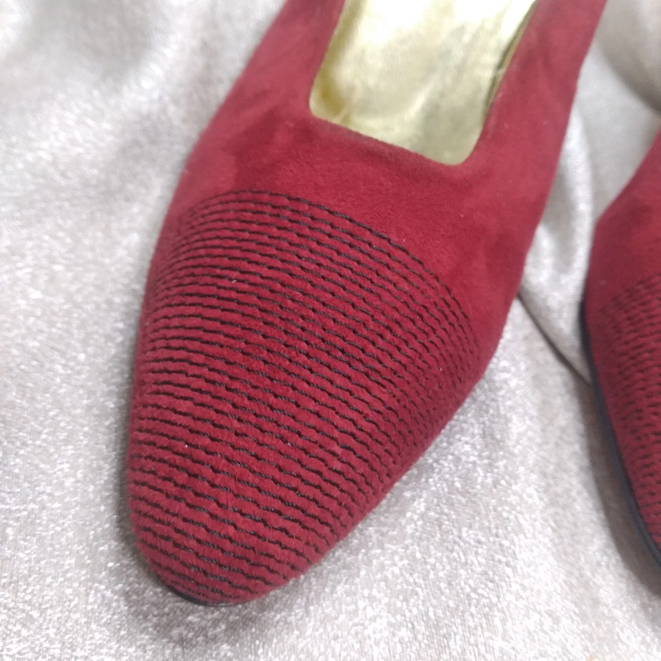 Zapatos de salón Anne Klein vintage de gamuza rojos talla 6 M hechos en Estados Unidos en Italia usados una vez Foto 3 de 4