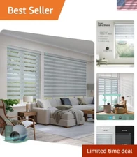 47"W x 72"H Motorized Zebra Blinds - Light Filtering with Smart Remote Control